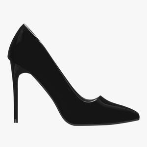 Illude Black Patent Leather Stiletto Pump Heels